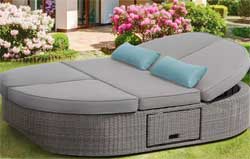 Sandra Round Lounger with Grey Cushions